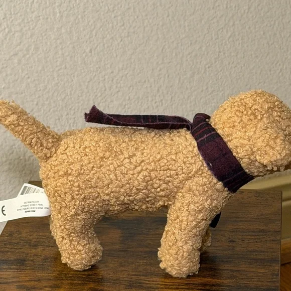 PINK Victoria's Secret Beige Plush Dog with Dark Scarf - Picture 6 of 10